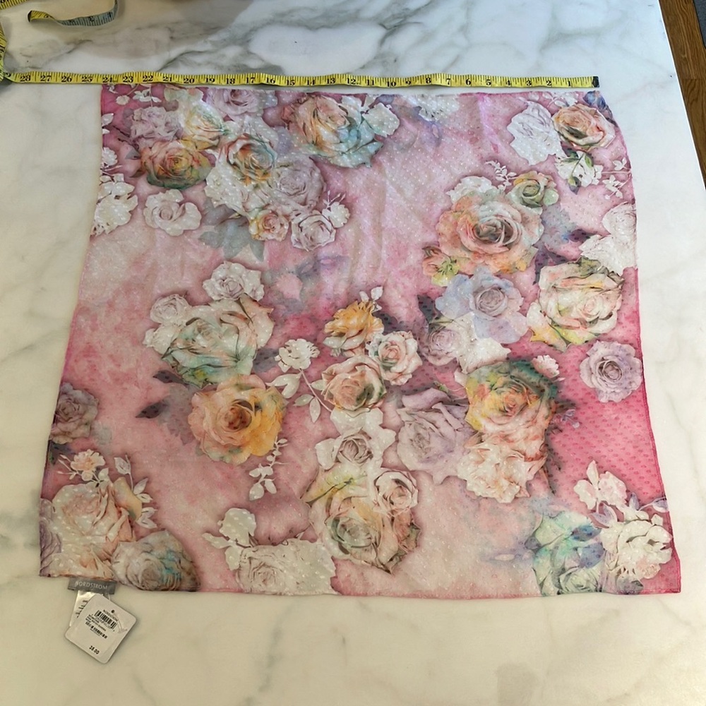 Floral Print Pink Scarf, NWT